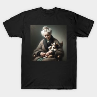 Puppy Embrace: Whistler's Mother National Puppy Day T-Shirt